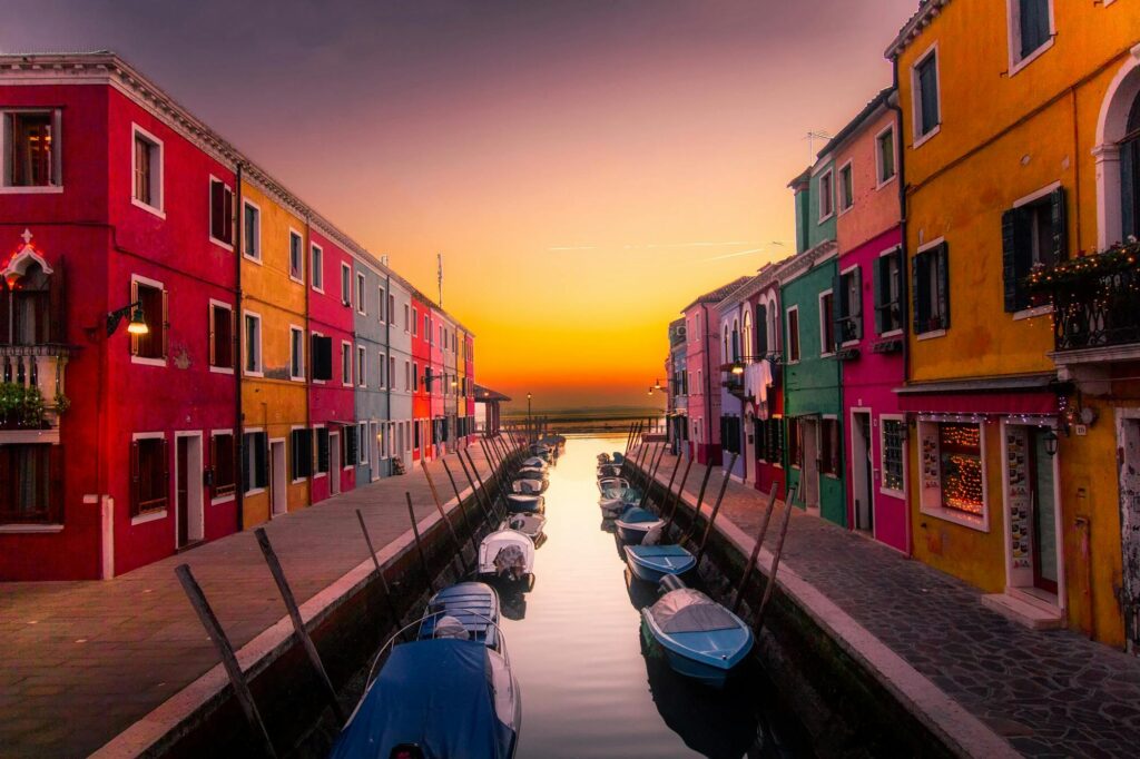 Vibrant facades along Burano